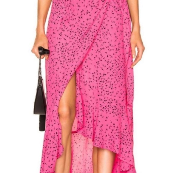 Ganni pink crepe wrap skirt size small - Picture 2 of 4